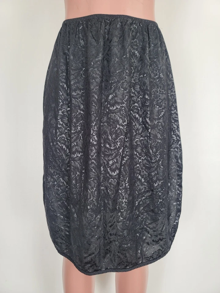 Sexy Sissy Vintage Illusions Negro Estampado Doble Ranura Nylon Medio Deslizamiento Talla XL Foto 2 de 4