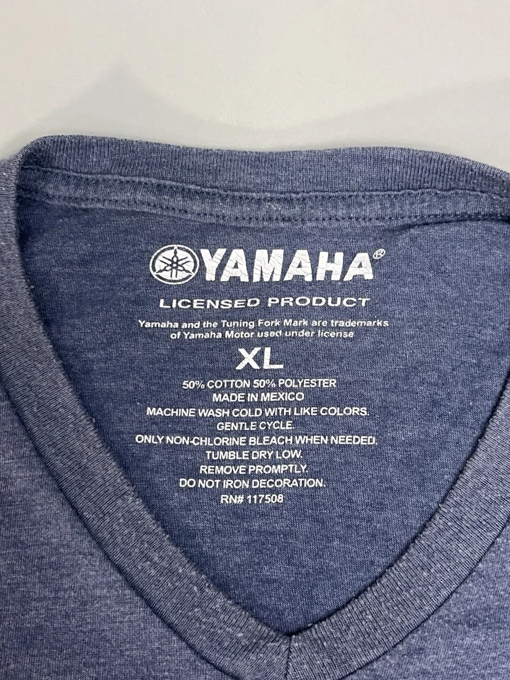 Camiseta Yamaha Motors Alto Rendimiento Motocicletas Cuello en V Para Hombre XL 50/50 Azul Foto 2 de 4