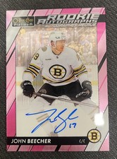 2023-24 O-PEE-CHEE PLATINUM JOHN BEECHER MATTE PINK ROOKIE AUTO