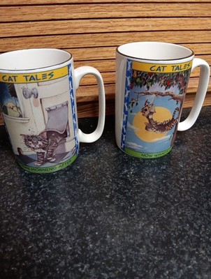 Set of 2:  1998 Gary Patterson CAT TALES coffee Mug WESTWOOD Collectibles