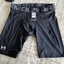 Men  s Under Armour Heat Gear Long Compression Shorts Black Sz 2XL NWT