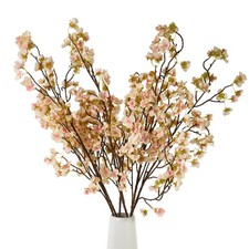 6 Pcs Artificial Cherry Blossom Flower Branches, Realistic Long Stem Silk Che...