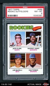 1977 Topps #488 Jack Clark Rookie Outfielders PSA 8 - NM/MT
