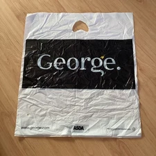 George Vintage Plastic Medium Large Carrier Bag Black & White