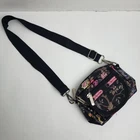 LeSportsac Crossbody/Belt Bag Purse Black/Floral/Birds