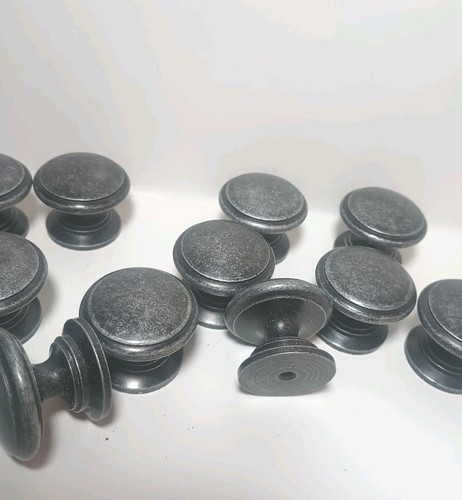 Antique Pewter Style Cabinet Knob Aged Silver Round Kitchen Drawer Door Pull