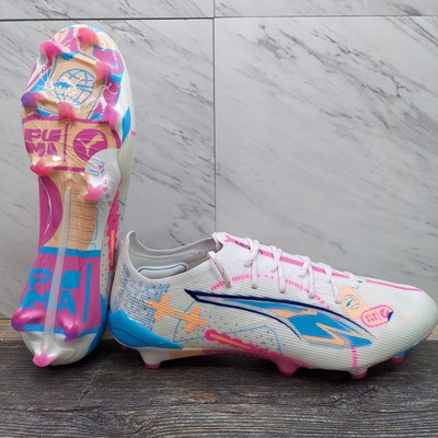 Puma Ultra 5 FG AG TF Volume Up White Pink Blue Mens SZ 10.5 108063-01 Nano Grip