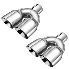 2.5 Inlet 3.5 Outlet Double Wall Dual Exhaust Tips Stainless Steel Universal