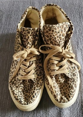 Superga Canvas Leopard Cheetah Print Hi Top Sneakers Shoes Womens 9.5 EUC 