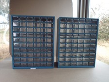 2 Large 60 Drawer Plastic Parts Organizer Cabinet Storage By Bush Lake (Read)