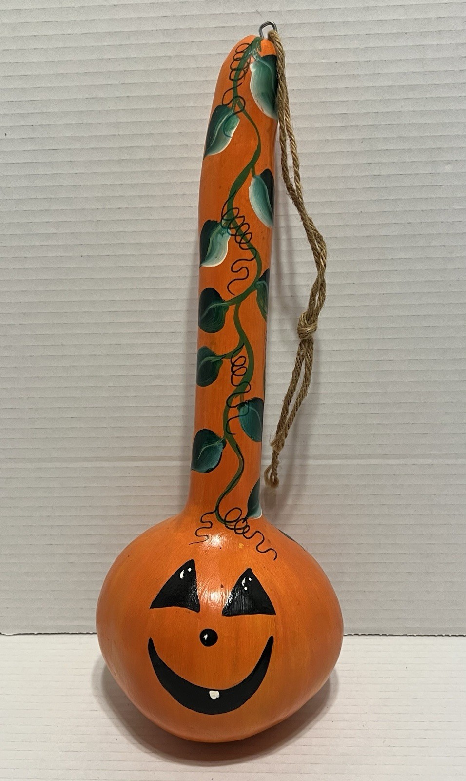 Halloween Jack O Lantern Pumpkin Gourd Hand Painted Aprox 14” Tall Signed M.B.
