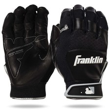 Franklin Sports Shok Sorb Adult Large Black Batting Gloves With Palm Padding