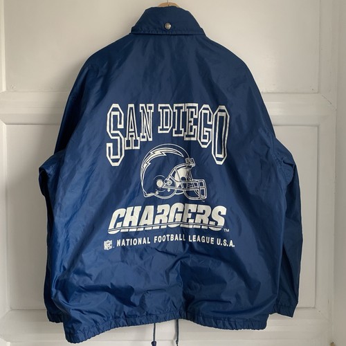 VINTAGE San Diego Chargers Coach Jacket Mens Small Medium Oversized BlueNFL 90s - Picture 7 of 10