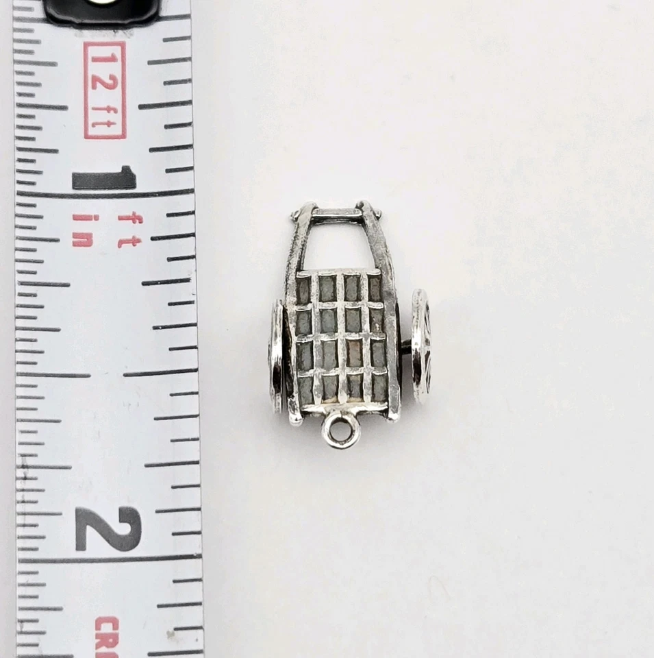 Colgante con dije articulado rickshaw carro rueda plata esterlina 925 de colección - 1,6 g Foto 2 de 4