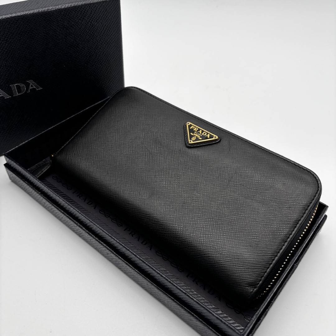PRADA Long Wallet Triangular Logo Plate Saffiano … - image 10