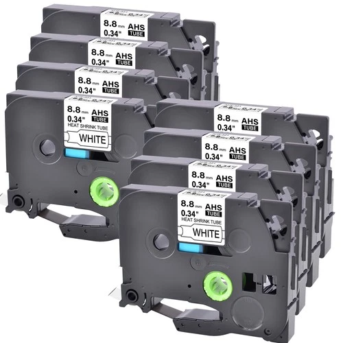 8x Compatible Brother HSe-221 Cartouche 8.8mm gaine thermorétractable blanc