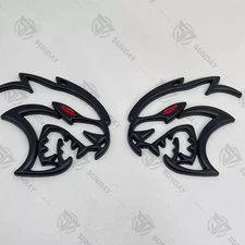 2x Side For Hellcat Car Emblem Universal Badge 3D Nameplate Black Metal Fender