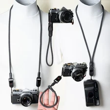 Black Grey Rope Camera Strap Set – Neck, Lanyard & Wrist – Peak Design Anchors