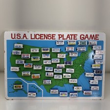 Melissa Doug USA License Plate Game Travel Flip to Win Wooden Game Road Trip