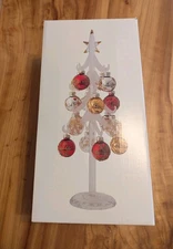 Snowy White Crystal 12 Inch Christmas Tree 12 Removable Ornaments LS Arts NIB