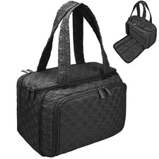 Toiletry Bag for Women Travel 11.5 Inch Large Makeup Organizer Black