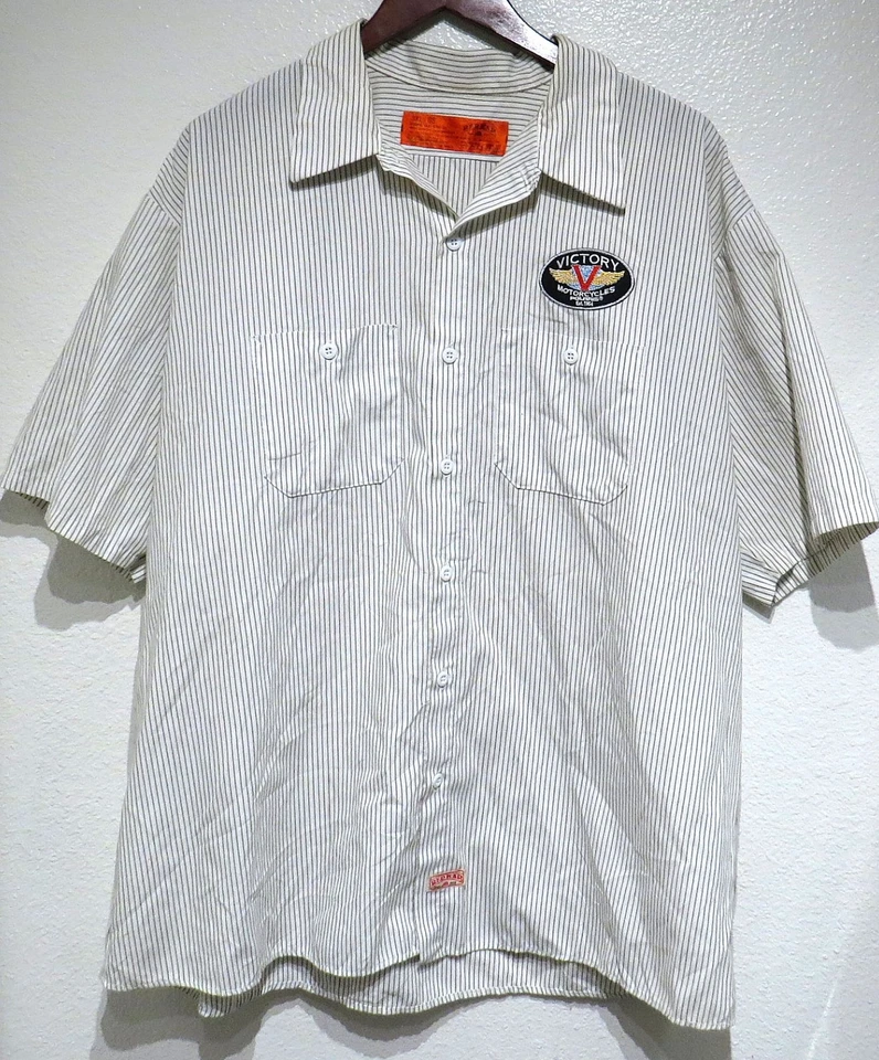 Camisa Mecánica De Colección VICTORY MOTORCYCLES 3XL POLARIS RedKap Años 2000 Work Shop Rayas Foto 2 de 4