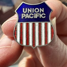 Vintage Union Pacific Railroad UP Shield Enameled Lapel Pin Railroadiana