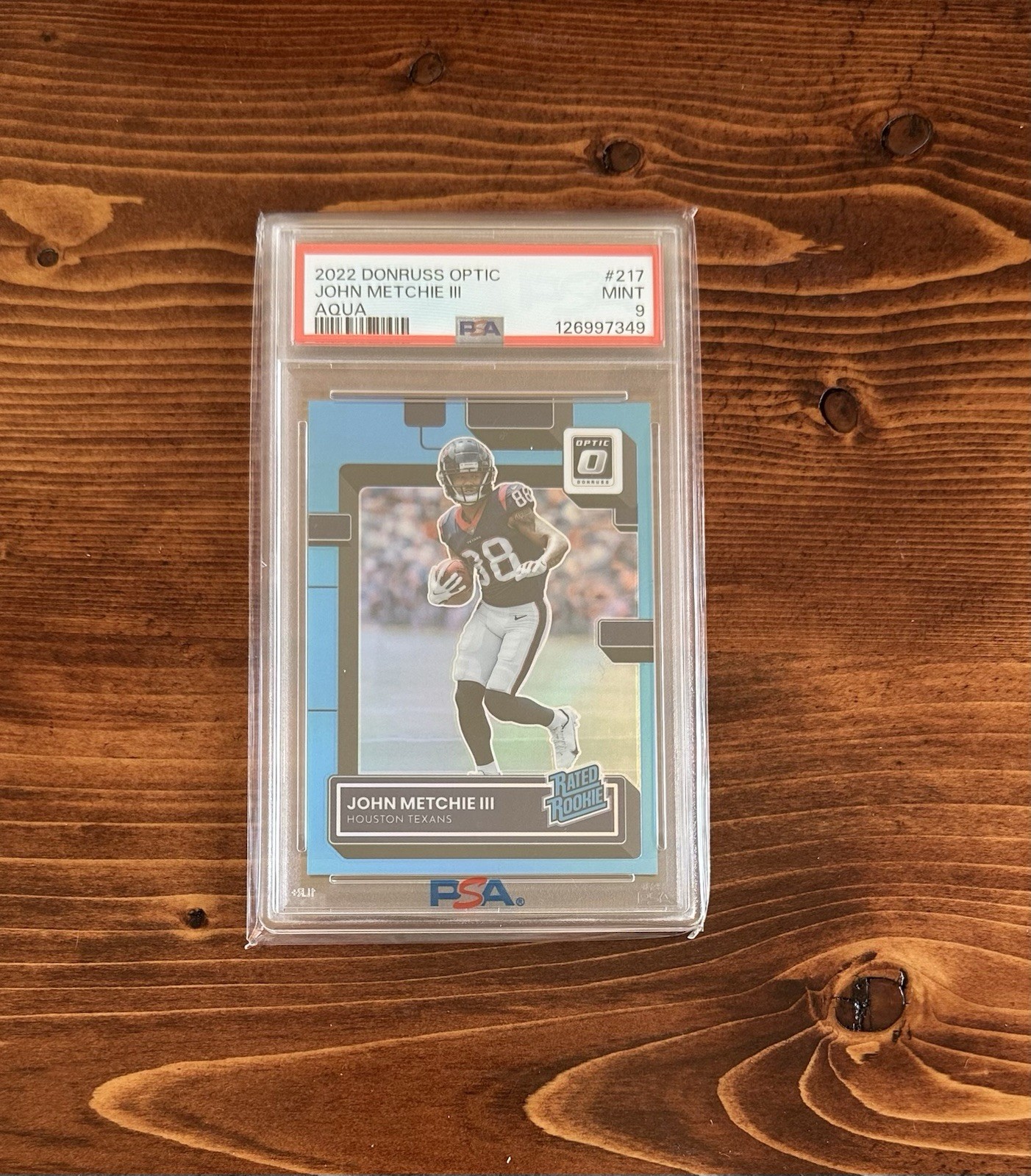 2022 Panini Donruss Optic Aqua Prizm John Metchie III #217 PSA 9 Rookie /299