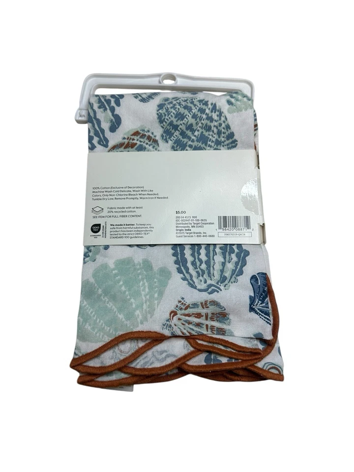 Threshold Coastal Shells 2pk Napkins 18” X 18” New Aqua Green - Image 4 of 4