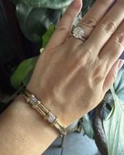 Vintage 1990s Tiffany 18K Yellow/White Gold & Diamond Hinged Bangle Bracelet