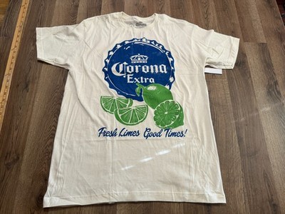 Corona Shirt Men's Large White Blue Green Corona Extra Fresh Limes Good Times!