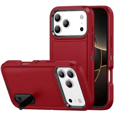 Military Grade TUFF Hybrid Armor Case with Kickstand for iPhone 17 Pro - Re