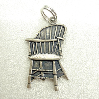 Vintage .925 STERLING SILVER Charm ''Grand Rapids Chair'' CHARM For Charm Bracelet