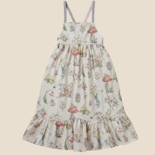 Stella McCartney Kids Cream Romantic Print Dress Woodland Mushroom 12Y TW1C72