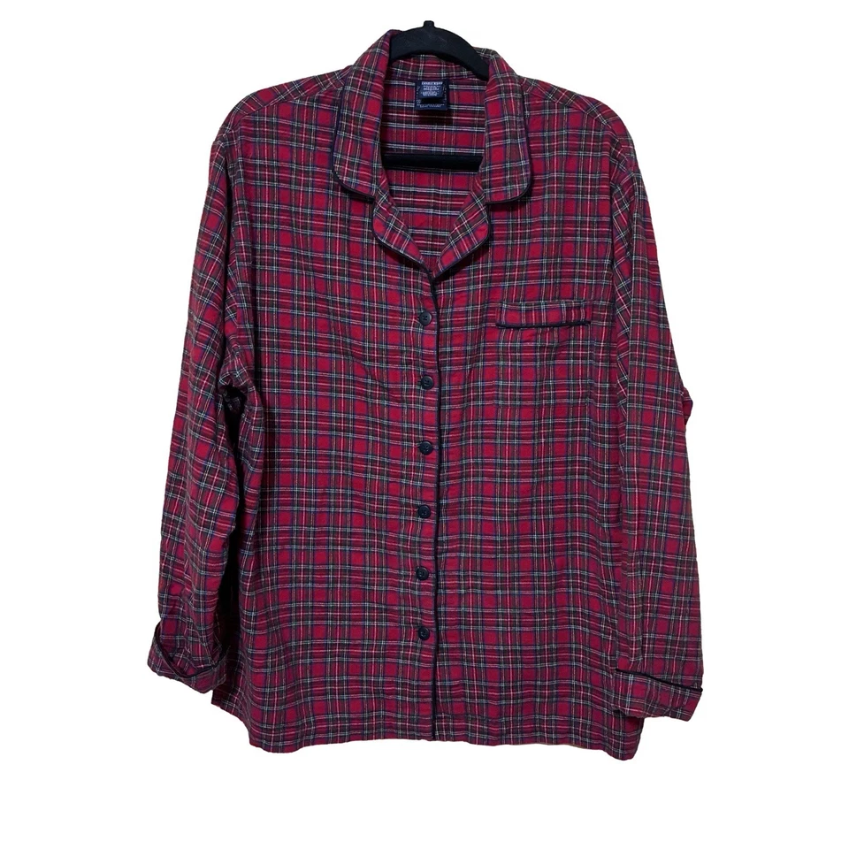 Conjunto de pijama vintage Lands’ End a cuadros para mujer’s L rojo algodón Foto 2 de 4