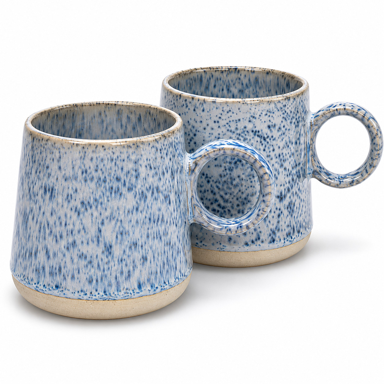 Scandi Home Speckled Blue Reactive Glaze Ceramic Mugs Set 2 460ml