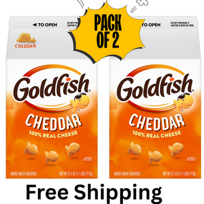 (2 PACK) Goldfish Cheddar Cheese Crackers, 27.3 oz Carton