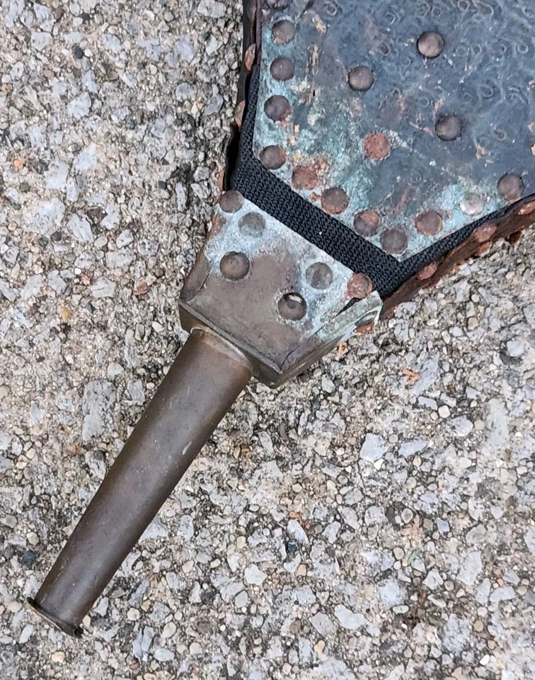 Antigua chimenea 43" madera ornamentada, cuero y cobre fuelle de aire artes y manualidades Foto 4 de 4