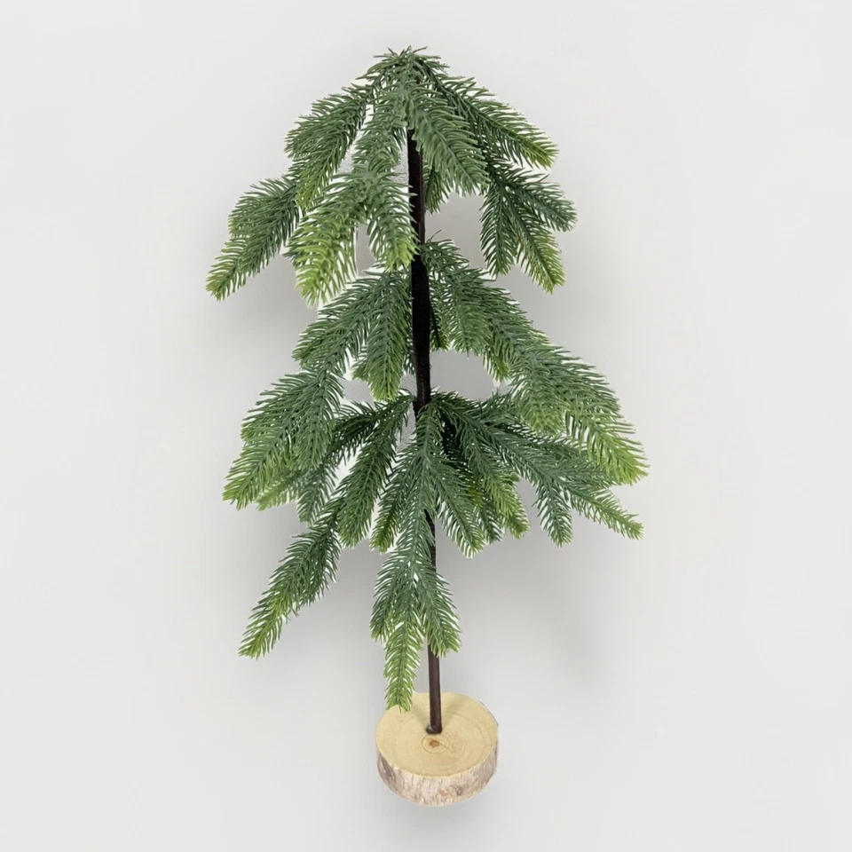 "Juego de 3 pinos de hoja perenne de 18"" vacaciones de Navidad de invierno con bases de madera" Foto 2 de 3