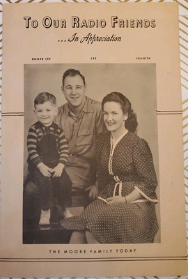 1943 Roger Lee Moore & Family WMMN Fairmont WV Radio Show Friends RARE