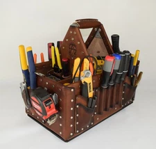Electrician Leather Tool Bag Tuff-Tote Journeyman's Stronghold tote 9X16-RDP