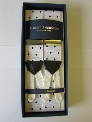 ALBERT THURSTON WHITE & BLACK SPOT BRAID END BRACES