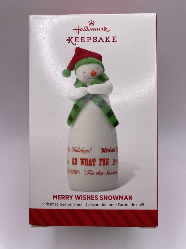 Hallmark Keepsake 2014 Merry Wishes Snowman Limited Edition Green Scarf-NEW-READ