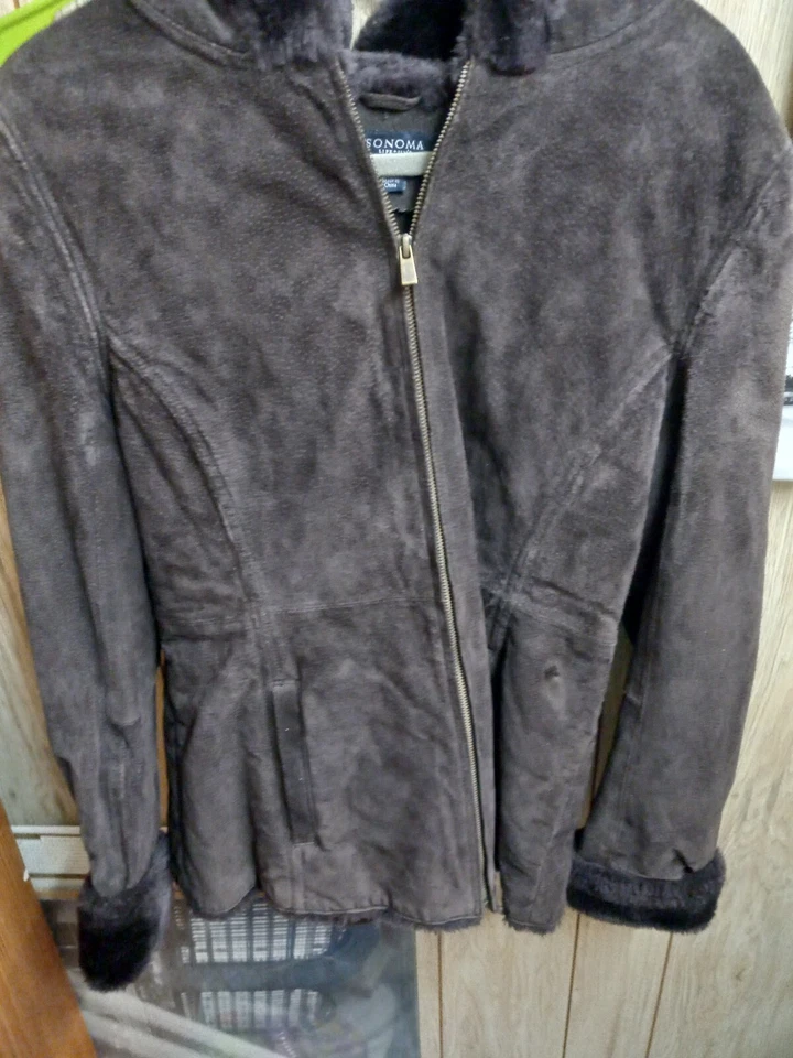 Abrigo de gamuza con capucha, Sonoma, marrón, talla mediana  Foto 3 de 4