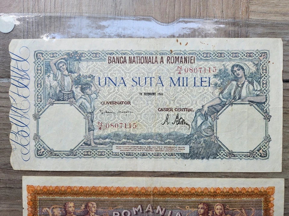 Juego de 3 billetes rumanos años 40 Foto 2 de 4