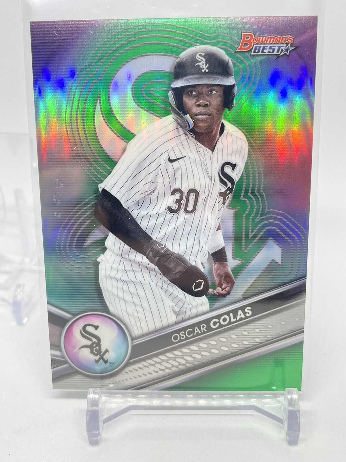 2022 Bowman's Best Oscar Colas Green Wave Refractor Prospect 18/99 (B323)