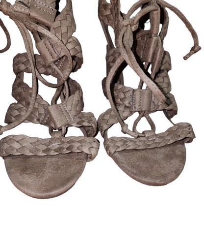 Womens Block Heels Sandals US 8.5M Taupe Beige YNot Malone Neutral Party Weekend - Picture 2 of 7