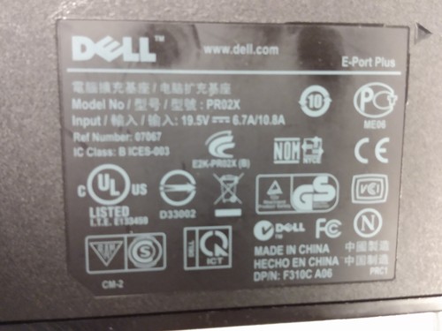 Dell PR02X E-Port Plus Laptop Dockingstation mit HA65NM130 Netzteil - Schwarz - Bild 3 von 7