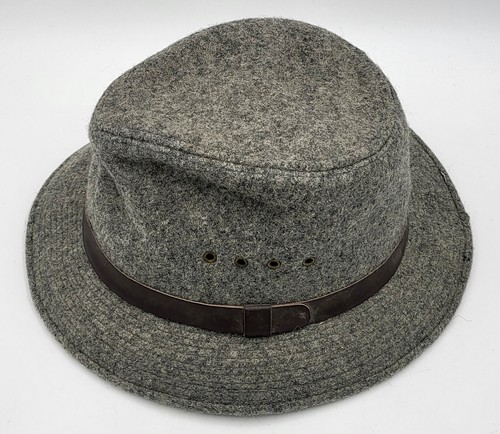 Vintage Genuine C.C. Filson 100% Virgin Wool Gray Packer Fedora Hat w/ Leather - Picture 5 of 9