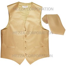 New Men's Vesuvio Napoli Tuxedo Vest Waistcoat Necktie prom wedding party Beige